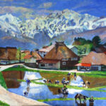 奥田郁太郎 「山麓の田植え」(白馬村五竜岳) 奥田郁太郎 「山麓の田植え」(白馬村五竜岳)